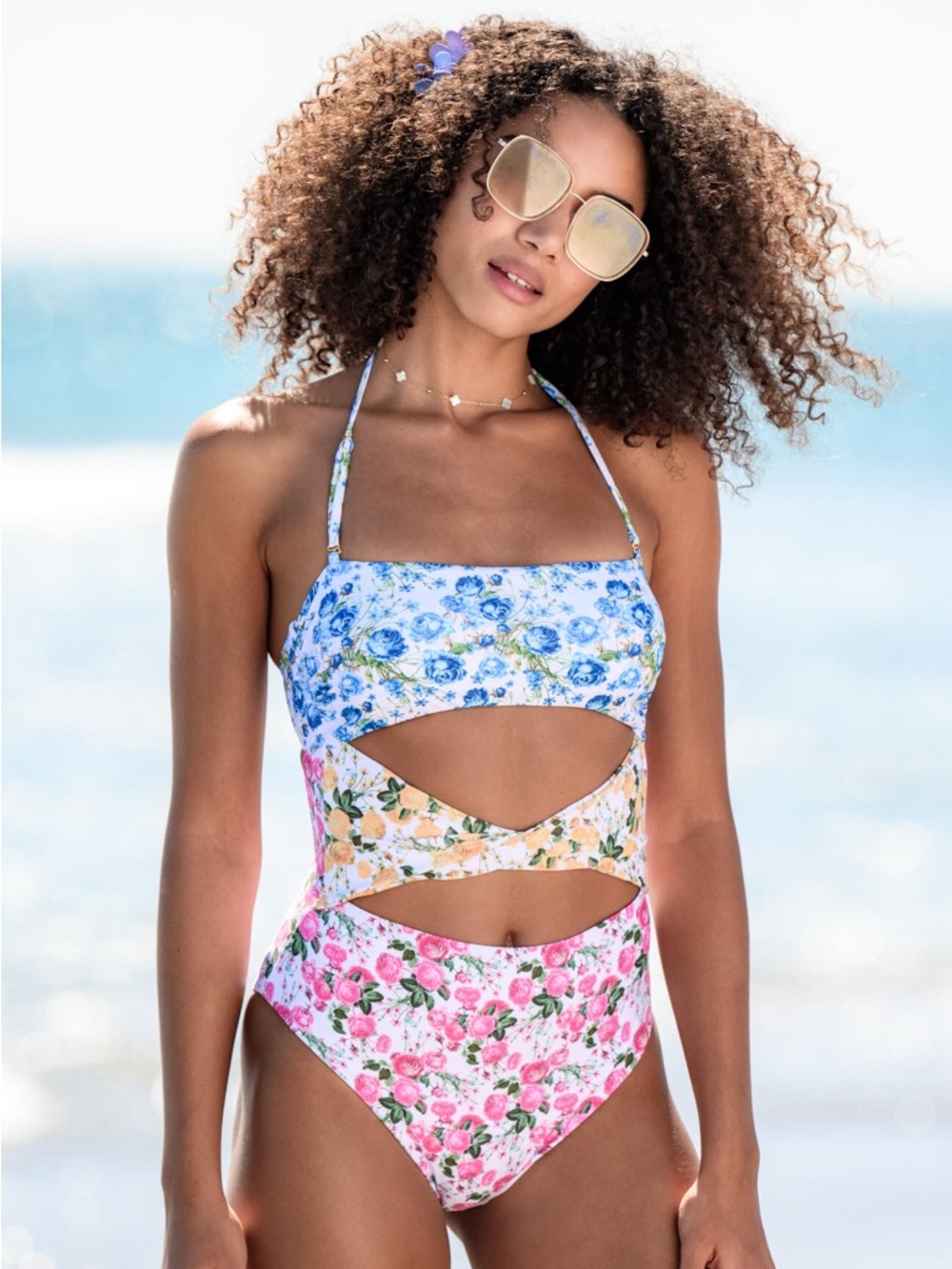 NWT Altar'd State Hibiscus Floral Cut-Out Swimsuit